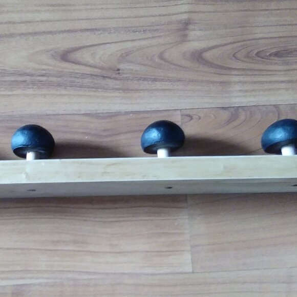 Solid Wood Wall Mounted Hook Rack With Bold Black Graphic Design - Picture 8 of 12